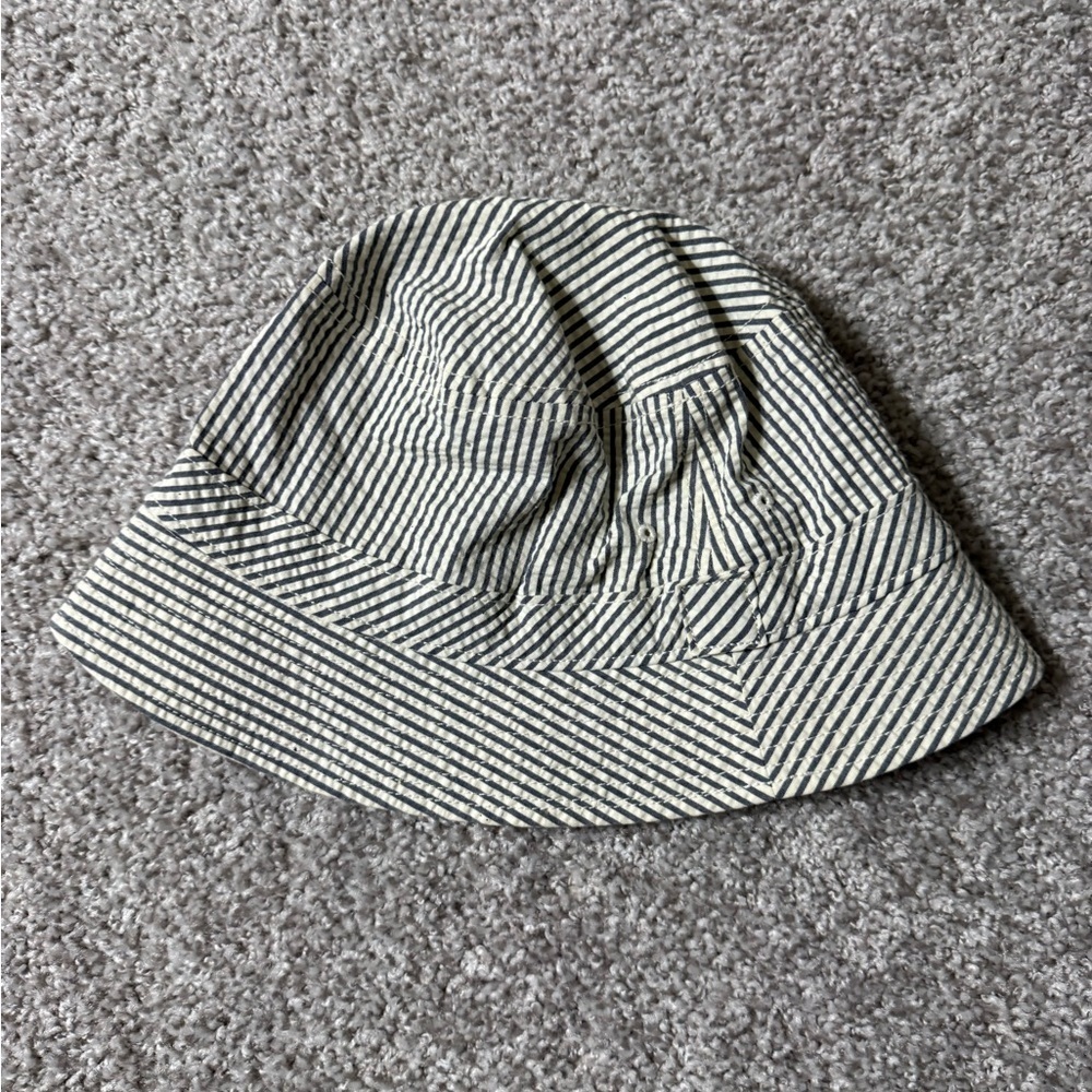 Navy & White J.Crew Pinstripe Preppy Bucket Hat